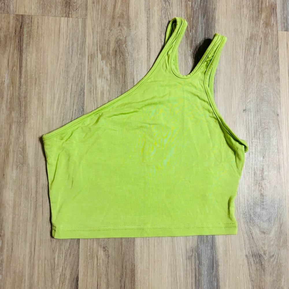 Lime Green one shoulder cropped tank size small by SHEIN - Picture 2 of 4